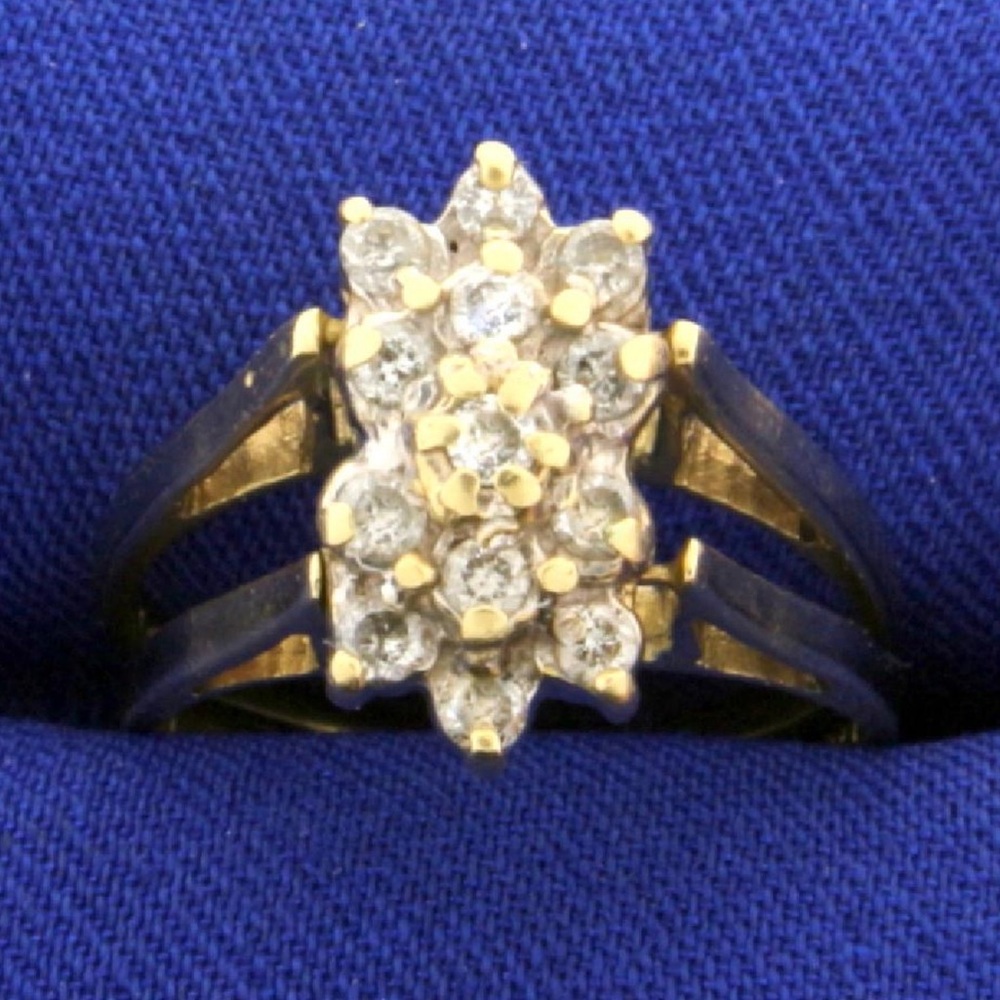 Two in one 14k and diamond/blue topaz ring!